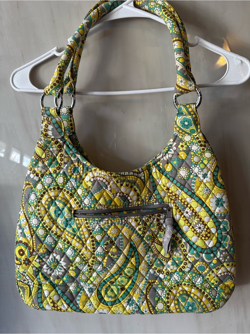 Vera Bradley Lemon Parfait Large Hobo Shoulder Bag Handbag Purse Retired